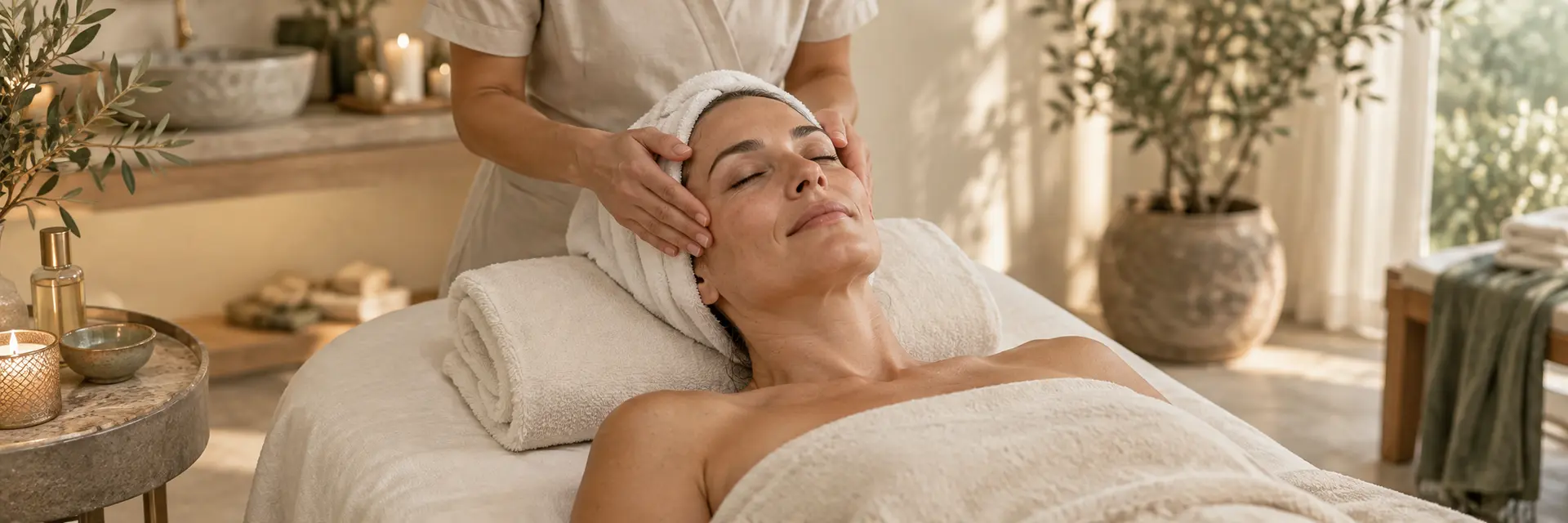 Cuidado facial personalizado en una camilla de estética